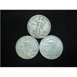 1934-S,43 & 1946-S WALKING LIBERTY HALF DOLLARS