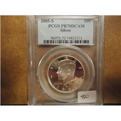 2005-S SILVER KENNEDY HALF DOLLAR PCGS PR70 DCAM