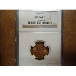 1940 LINCOLN CENT NGC MS66RD