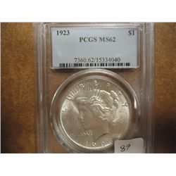 1923 PEACE SILVER DOLLAR PCGS MS62