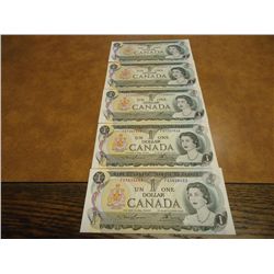 5-1973 CANADA $1 BILLS CRISP UNC