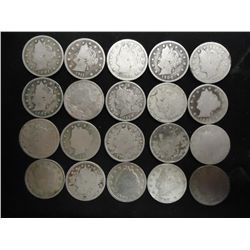 20 ASSORTED LIBERTY "V" NICKELS