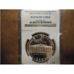 1992-W WHITEHOUSE SILVER DOLLAR NGC PF69 ULTRA CAM