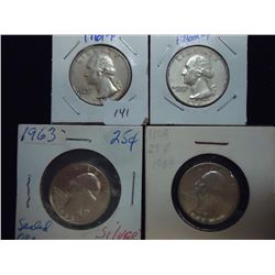 1961,62,63 & 64 WASHINGTON SILVER QUARTERS
