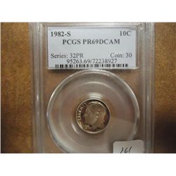 1982-S ROOSEVELT DIME PCGS PR69 DCAM