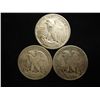 Image 2 : 1941,43 & 44-D WALKING LIBERTY HALF DOLLARS