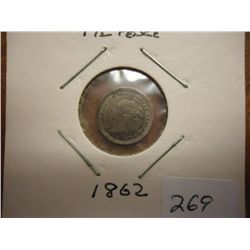 1862 GREAT BRITAIN SILVER 1 1/2 PENCE