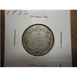 1932 CANADA SILVER 25 CENTS