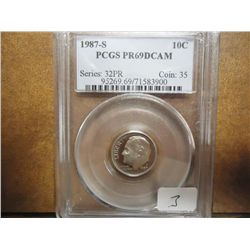 1987-S ROOSEVELT DIME PCGS PR69 DCAM