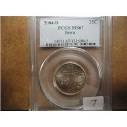 2004-D IOWA QUARTER PCGS MS67