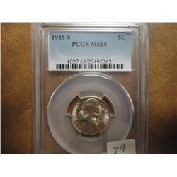 1945-S 35% SILVER JEFFERSON WAR NICKEL PCGS MS65