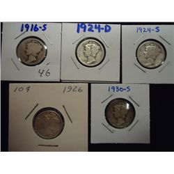 1916-S,24-D,24-S,26 & 30-S MERCURY DIMES