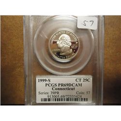 1999-S CONNECTICUT QUARTER PCGS PR69 DCAM