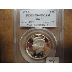 1999-S SILVER KENNEDY HALF DOLLAR PCGS PR69 DCAM