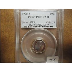 1975-S ROOSEVELT DIME PCGS PR67 DCAM