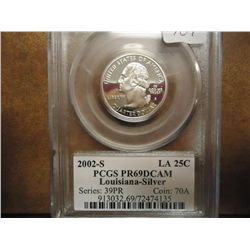 2002-S SILVER LOUISIANA QUARTER PCGS PR69 DCAM