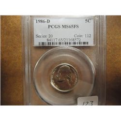 1986-D JEFFERSON NICKEL PCGS MS65 FS