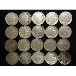 20 ASSORTED FULL DATE 1930'S BUFFALO NICKELS