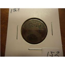 1864 US TWO CENT PIECE FILLED HOLE