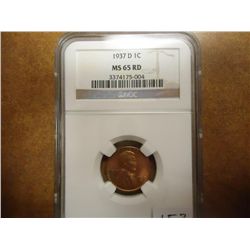 1937-D LINCOLN CENT NGC MS65RD