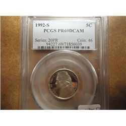 1992-S JEFFERSON NICKEL PCGS PR69 DCAM