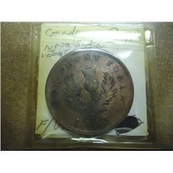 1843 NOVA SCOTIA ONE PENNY TOKEN F / VF