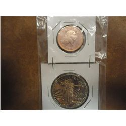 2 COPY COINS (AS SHOWN) 1-1793 CHAIN CENT AND 1933