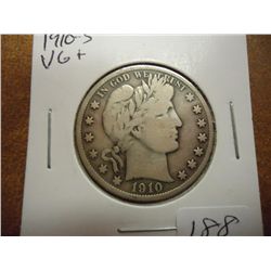 1910-S BARBER HALF DOLLAR VG