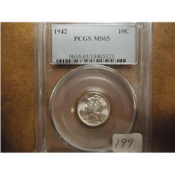 1942 MERCURY DIME PCGS MS65