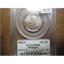 2004-P MICHIGAN QUARTER PCGS MS68