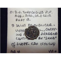 379-395 A.D. THEODOSIUS I ANCIENT COIN VERY FINE