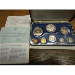 1973 BARBADOS 8 COIN PROOF SET $10 COIN IS