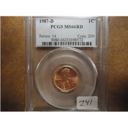 1987-D LINCOLN CENT PCGS MS66RD