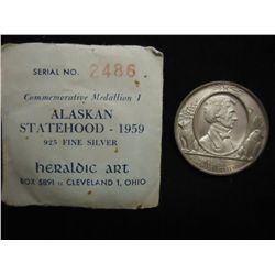 1959 ALASKAN STATEHOOD .925 SILVER COMMEMORATIVE