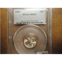 1937 MERCURY DIME PCGS MS65