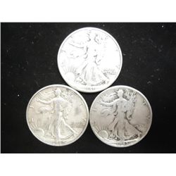 1941,42 & 45 WALKING LIBERTY HALF DOLLARS