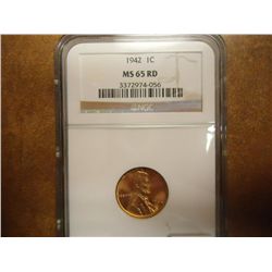 1942 LINCOLN CENT NGC MS65 RD