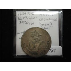 1885-PI-C MEXICO SILVER 50 CENTAVOS "SAN LUIS