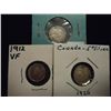 Image 1 : 1907,12-VF & 1920 CANADA SILVER 5 CENTS
