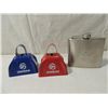 Image 1 : PAIR VOLLEYBALL COW BELLS AND FLASK