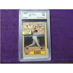 1987 TOPPS BARRY BONDS #320 GRADED BASEBALL CARD