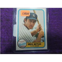 1981 FLEER GRAIG NETTLES ERROR BASEBALL CARD