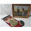Image 1 : LOT 2  NEEDLE POINT STOCKING & PICTURE