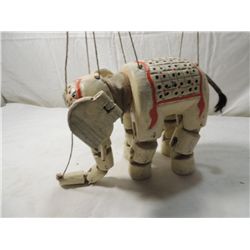 ANTIQUE WOODEN MARIONETTE ELEPHANT PUPPET