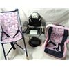 Image 1 : LOT 3 DOLL ACCESSORIES CHAIR, STROLER, CAR SEAT