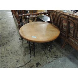 ROD IRON TEMPLAR TABLE WITH SOLID OAK TOP