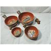 Image 1 : LOT 4 NESTING CLAY BOWLS HAND PAINTED