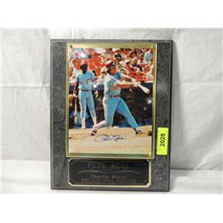 PETE ROSE AUTOGRAPHED PLAQUE COA