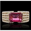 Image 4 : 14KT Yellow Gold 1.91ct Rubelite and Diamond Ring