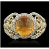 Image 4 : 14KT White Gold 4.00ct Opal and Diamond Ring
